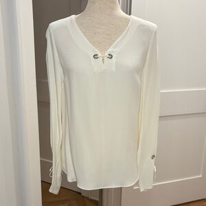 Ramy Brook Cream Blouse with Silver Accents